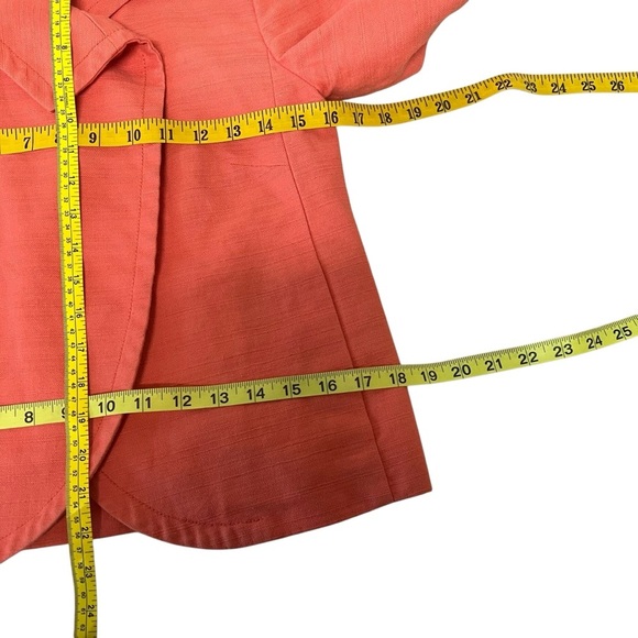 J Crew Size 0 Cotton Linen Blend Peach Coral Swing Short Blazer Jacket Lined - Picture 8 of 15